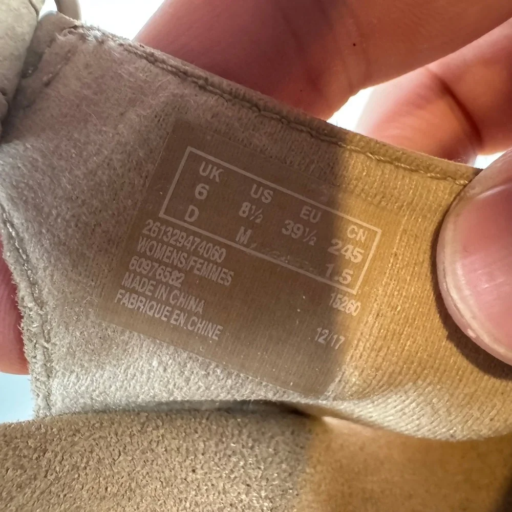Clarks Collection Womens Taupe Leather Cork Wedge Sandals 8.5 M 261329474060